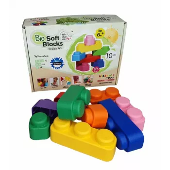 Gerardo's Toys GT3108 Soft Building Blocks Set, 10 Pieces, EVA Foam, Multi-Coloured