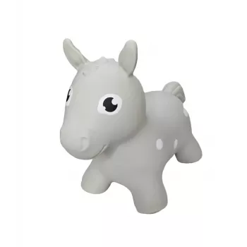 Gerardo's Toys Grey Horse Jumping Animal Toy for Kids 12+ Months, Inflatable Hopper with Pump, Supports 50 kg, Indoor & Outdoor