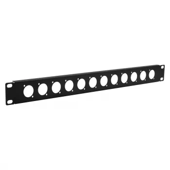 EXSYS EX-49298 19 inch 1U Rack Panel with 12 D-Type Cutouts, Black