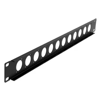 EXSYS EX-49298 19 inch 1U Rack Panel with 12 D-Type Cutouts, Black