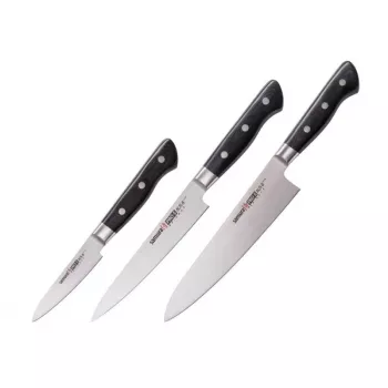 SAMURA PRO-S 3-Piece Kitchen Knife Set with AUS-8 Blades and G-10 Handles