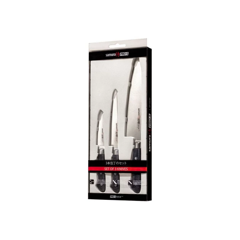 SAMURA PRO-S 3-Piece Kitchen Knife Set with AUS-8 Blades and G-10 Handles