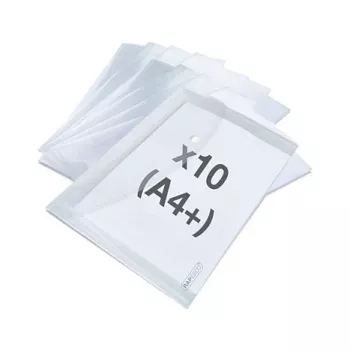 Rapesco ECO GRS A4 Document Wallets Transparent Clear, 10 Pack (1816)