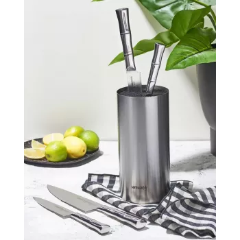 SAMURA KBA-100 Magnetic Bamboo Knife Block, Double-Sided, Holds up to 10 Knives, Natural