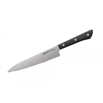 SAMURA Harakiri 3-Piece Knife Set with Paring, Utility, and Chef's Knives, AUS-8 Stainless Steel Blades, Black ABS Handles