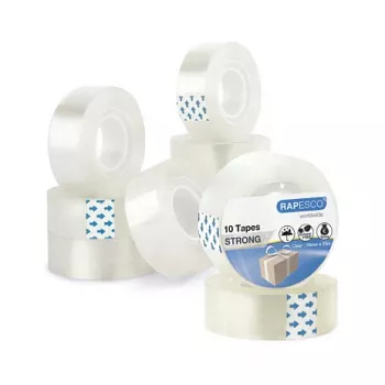 Rapesco 1807 Transparent Adhesive Tape 19mm x 33m, 10 Rolls