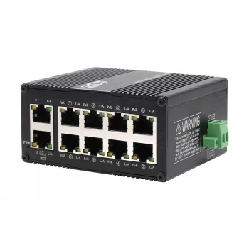 EXSYS Mini 10-Port Industrial Gigabit PoE+ Switch, Web-Managed (EX-62036MPOE)