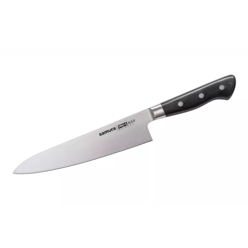 SAMURA PRO-S 2-Piece Knife Set with AUS-8 Japanese Steel Chef's Knife and Utility Knife, G-10 Handles, 58-59 HRC