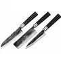 SAMURA SP5-0220 3-Piece Kitchen Knife Set, AUS-8 Stainless Steel Blades, Black ABS Handles, Paring, Utility, Chef's Knives