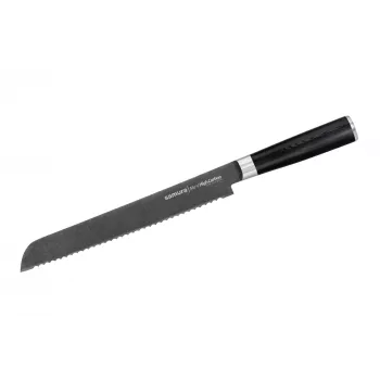 SAMURA Harakiri Bread Knife 230 mm Stonewash AUS-8 Steel Serrated Edge Black ABS Handle