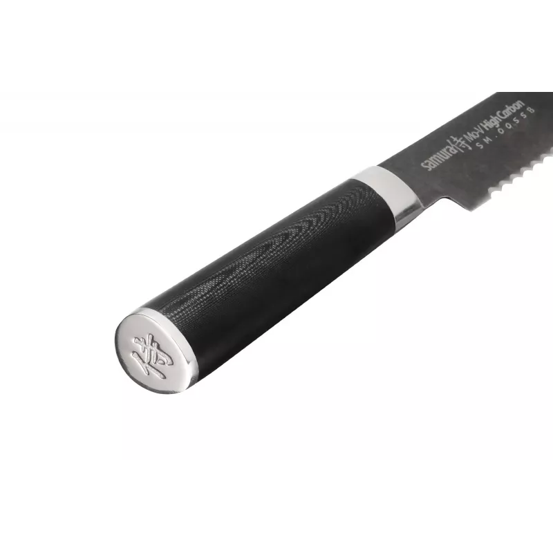 SAMURA Harakiri Bread Knife 230 mm Stonewash AUS-8 Steel Serrated Edge Black ABS Handle