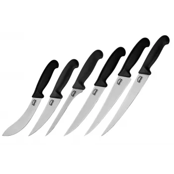 SAMURA SBU-0260 Butcher 6-Piece Knife Set with Sharpening Steel and Roll Bag