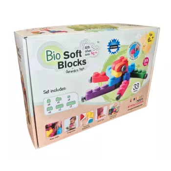 Gerardo's Toys Soft Building Blocks Set with Wheels, 33 Pieces (25 Blocks + 8 Wheel Parts)