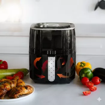 QUIN 4.5L Digital Hot Air Fryer, 1500W, 80-200°C, 60-Min Timer, 8 Presets, Black