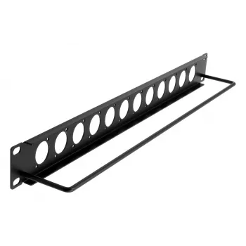 EXSYS EX-49299 19 inch 1U Rack Panel with 12 D-Type Cutouts and Cable Management Bar