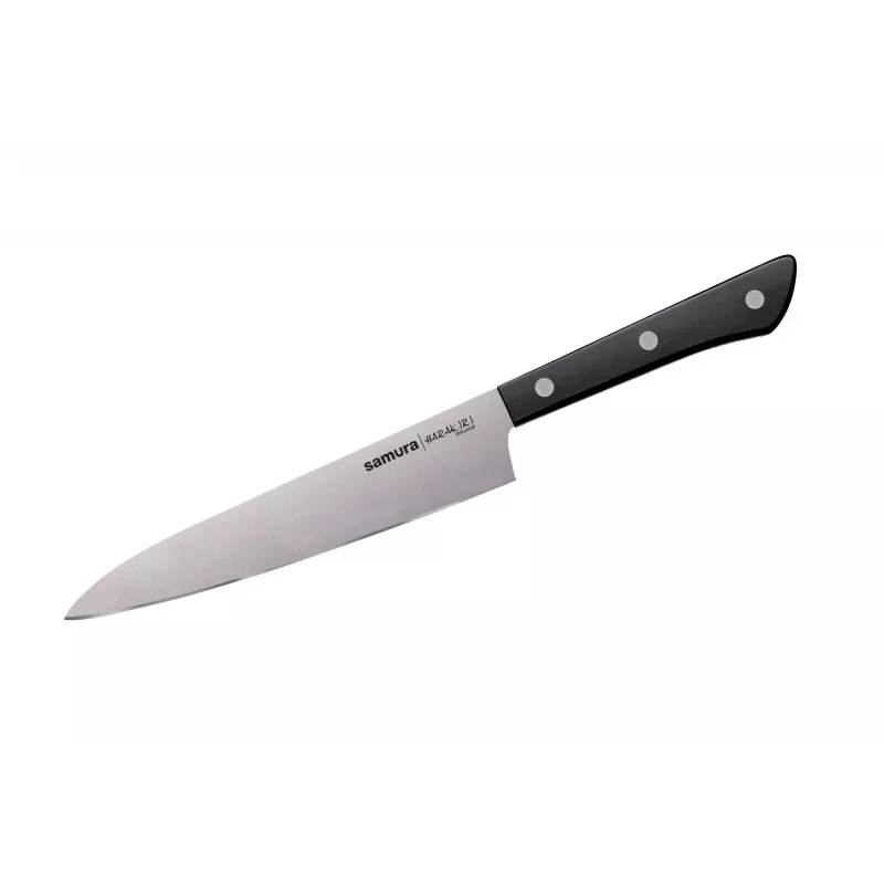 SAMURA Harakiri 8-Piece Kitchen Knife Set with Scissors and Peeler, AUS-8 Steel, Black ABS Handles