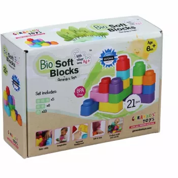 Gerardo's Toys GT3104 Soft Building Blocks Set, 21 Pieces, EVA Foam, Multi-Coloured, for Ages 6 Months+