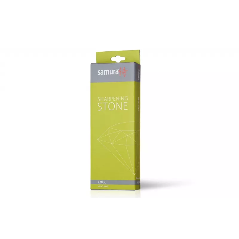 SAMURA SWS-2000 Dual-Sided Water Stone for Kitchen Knife Sharpening, 1000/3000 Grit, with Non-Slip Silicone Base