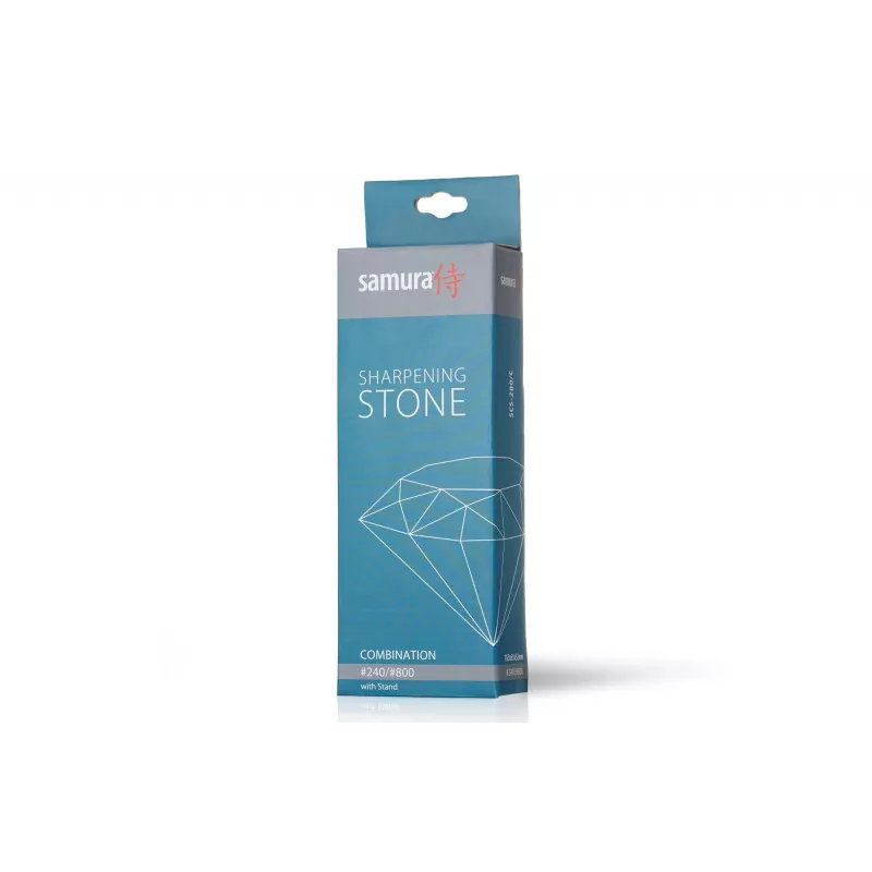 SAMURA SCS-280/C Dual-Sided Water Sharpening Stone, #2000/#5000 Grit, Corundum, with Non-Slip Base