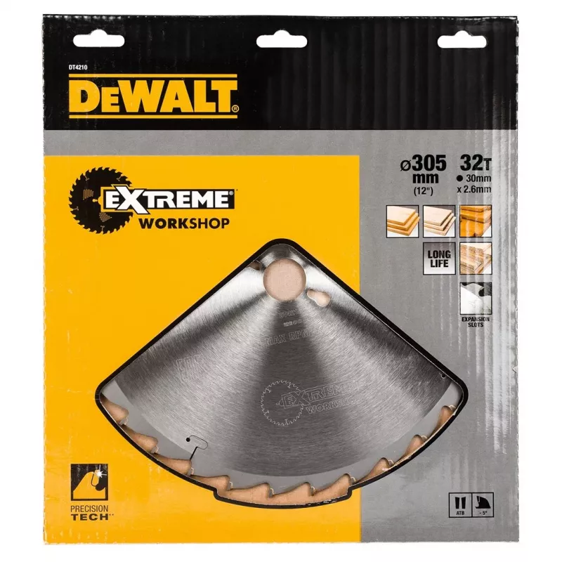 DEWALT DT4210-QZ Extreme Runtime Circular Saw Blade 165mm x 20mm Bore, 24T TCT, Wood Cutting