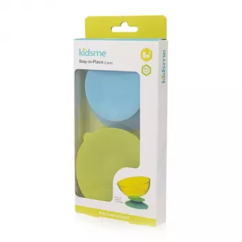KIDSME Stay-in-Place Suction Placemat Holder for Bowls, Bottles and Cups, 2-Pack, Sky & Lime