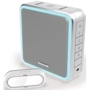 Honeywell DC915SGL Wireless Doorbell Kit, 200 m Range, 90 dB, 8 Melodies, Silver/Grey