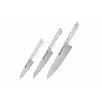 SAMURA Harakiri 3-Piece Kitchen Knife Set with Acrylic Stand