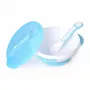 Kidsme Baby Feeding Set with Suction Bowl, Lid and Thermal Spoon, Aquamarine, 9+ Months