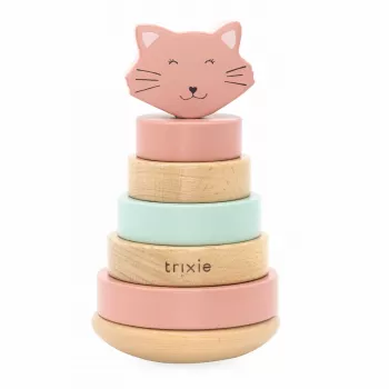 TRIXIE Cat Activity Fun Board Strategy Game Pyramid, Wooden Intelligence Toy for Cats, 12+ Months