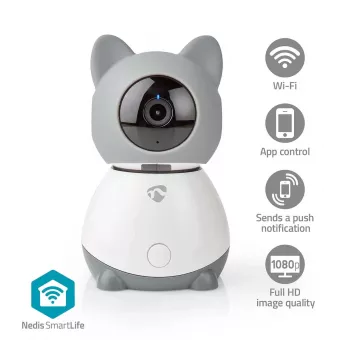Nedis WIFICI30CGY Indoor Wireless IP Security Camera – 720p HD, Night Vision, Two-Way Audio