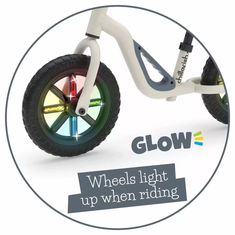 Chillafish Charlie 10 Balance Bike, Beige, with Lights, 1.5-4 Years