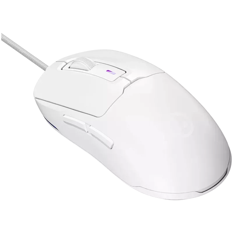 LORGAR LRG-MSA10R-WH Gaming Wired Mouse, Pixart PMW3311 Optical Sensor, Hetai 571 MCU, 5000 DPI, 1000 Hz, 7 Programmable Buttons, RGB Backlight, Right-Handed, White