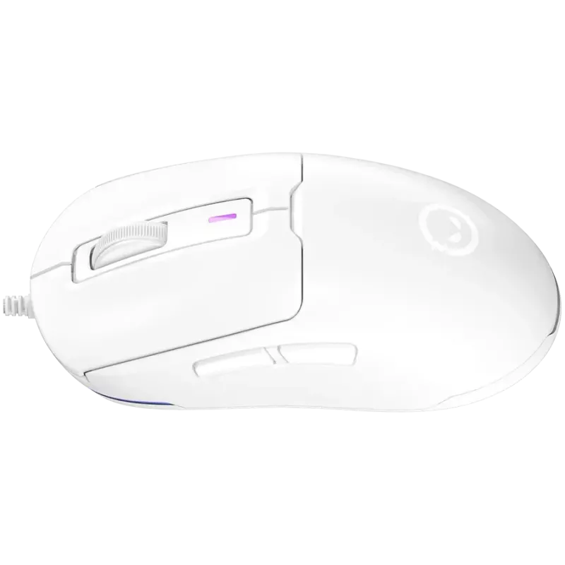 LORGAR LRG-MSA10R-WH Gaming Wired Mouse, Pixart PMW3311 Optical Sensor, Hetai 571 MCU, 5000 DPI, 1000 Hz, 7 Programmable Buttons, RGB Backlight, Right-Handed, White