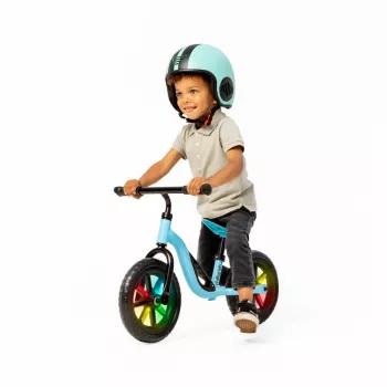 Chillafish Charlie 10 Balance Bike, Blue, with LED Light-Up Wheels, for Ages 18 Months to 4 Years