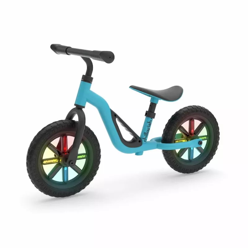 Chillafish Charlie 10 Balance Bike, Blue, with LED Light-Up Wheels, for Ages 18 Months to 4 Years