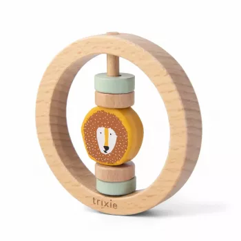Trixie Mr. Lion Round Wooden Baby Teething Toy, 6m+