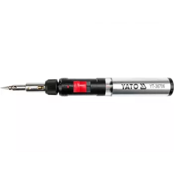 Yato YT-36706 Gas Soldering Iron 1300°C Butane Torch with Hot Air Blower, Black/Red/Stainless Steel