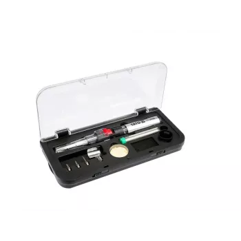 Yato YT-36706 Gas Soldering Iron 1300°C Butane Torch with Hot Air Blower, Black/Red/Stainless Steel