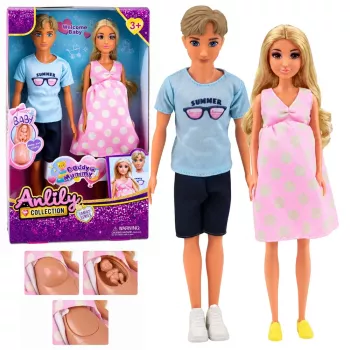 LEAN TOYS Anlily Family Doll Set: Pregnant Mom, Dad, Baby, Infant