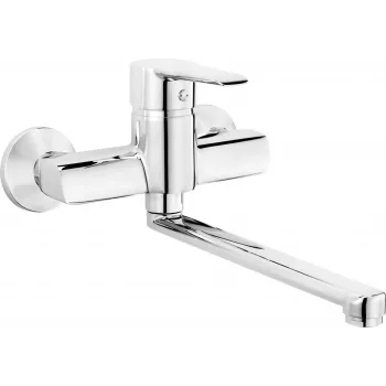 DEANTE FALA Wall-Mounted Kitchen Faucet with Swivel U-Shaped Spout Chrome