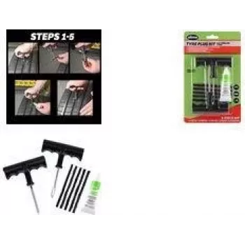 IWH Slime Tyre Plug Repair Kit, 8-Piece Tubeless Tire Puncture Repair Set with T-Handle Tools and 5 Butyl Rubber Plugs 20500