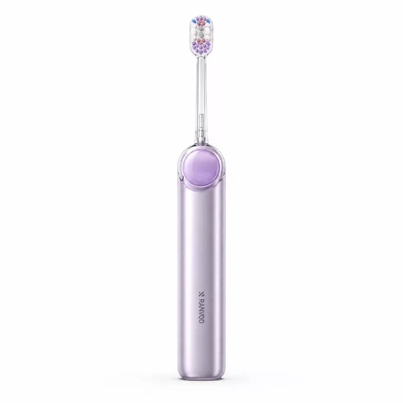 RANVOO PQ5 Pure Sonic Electric Toothbrush, Purple, 5 Modes, 4 Brush Heads, USB Charging