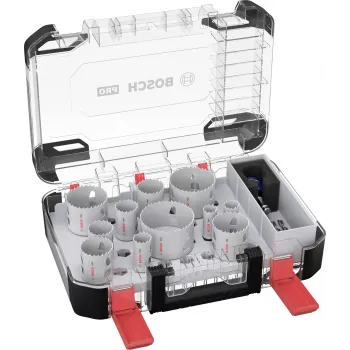 Bosch 2608594426 Progressor for Wood and Metal 11-Piece Hole Saw Set (20-76 mm) with Power Change Adapters and Pilot Bits
