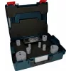 Bosch Progressor for Wood and Metal Hole Saw Set, 7 Pieces, 20-114 mm Diameter, Power Change Arbor, HSS Bi-Metal, with Case 2608594431