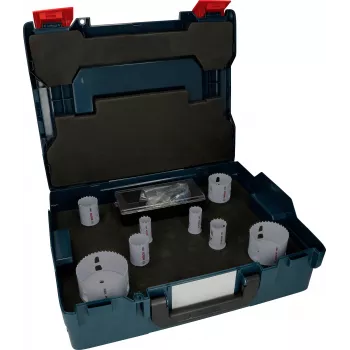 Bosch Progressor for Wood and Metal Hole Saw Set, 7 Pieces, 20-114 mm Diameter, Power Change Arbor, HSS Bi-Metal, with Case 2608594431