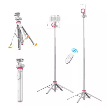 ULANZI MT-44 M MagSafe Tripod Selfie Stick with Bluetooth Remote, 149 cm, White
