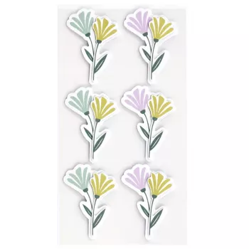 Artoz 3D Flower Paper Stickers, 6 Pieces, Self-Adhesive, Assorted Floral Designs for Crafting, Scrapbooking, Card Making, Decoration, Multi-colour, Matte Finish 185600-222