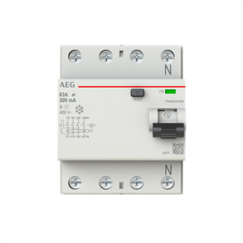 AEG BUSCH JAEGER FN463/A300 Residual Current Device, 4P, 63A, 300mA, Type A 2CSF704156R3630