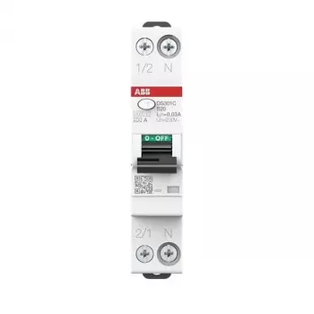 ABB DS301CA-B20/0.03 RCBO, 1P+N, 20 A, 30 mA, Type A, B Curve, 6 kA 2CSR255163R1205