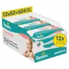 Pampers Sensitive Baby Wet Wipes, 12 Packs of 52, 624 Total, Fragrance-Free, Alcohol-Free, Dermatologically Tested